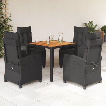 5-Delige Tuinset Met Kussens Poly Rattan Zwart