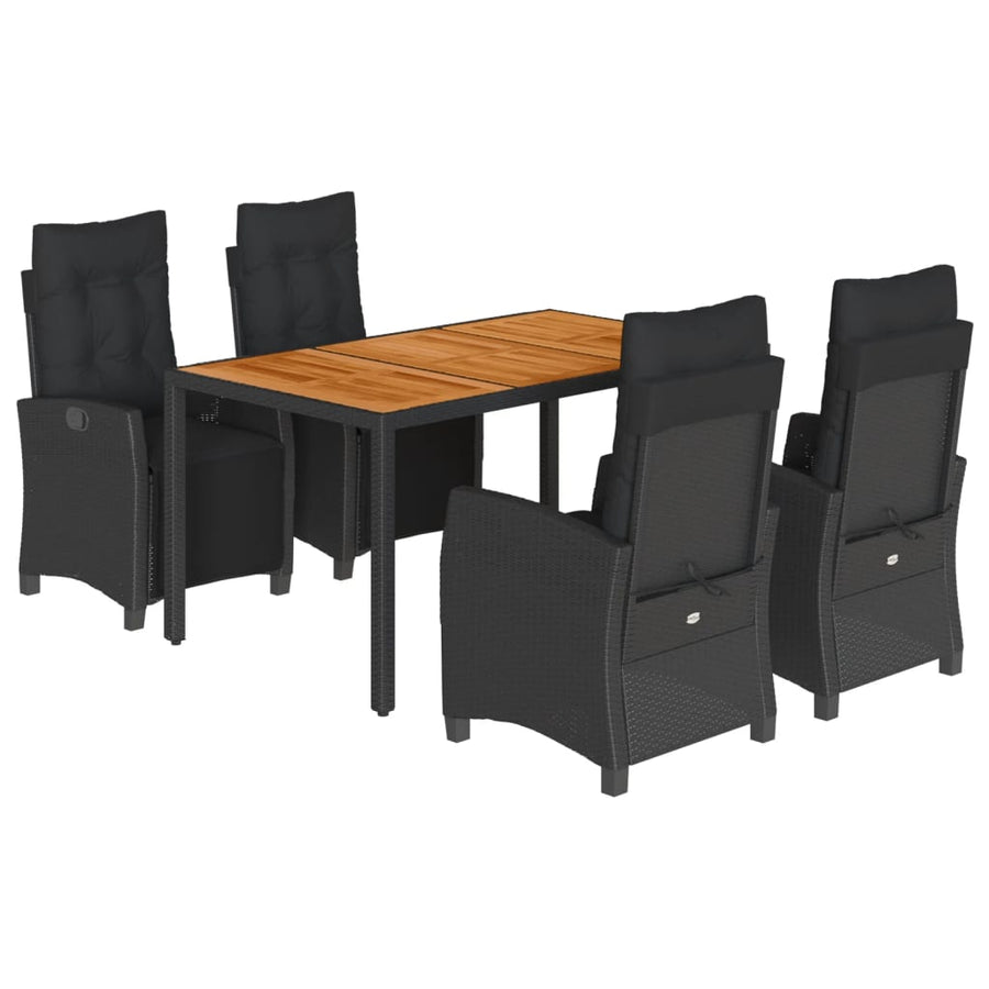 5-Delige Tuinset Met Kussens Poly Rattan Zwart