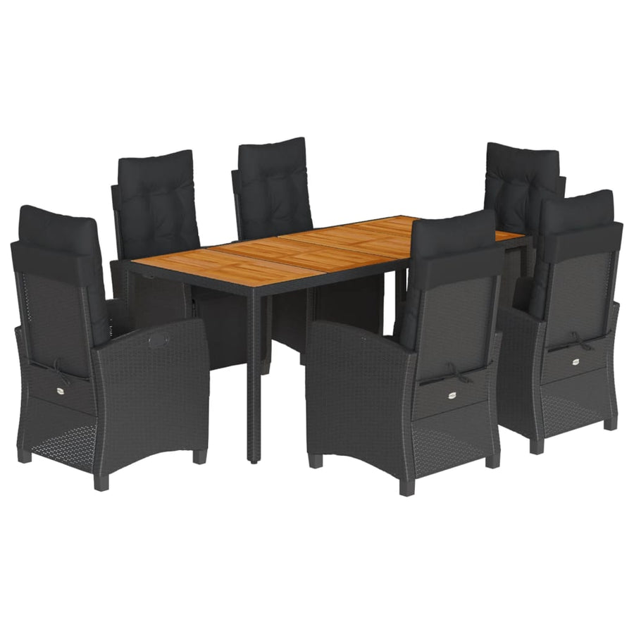 7-Delige Tuinset Met Kussens Poly Rattan 6 190 cm tafellengte Zwart