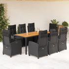 9-piece Garden furniture set poly rattan black