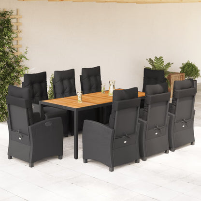 9-Delige Tuinset Poly Rattan 8 190 cm tafellengte Zwart