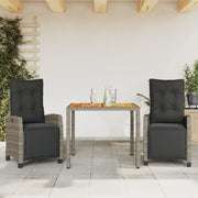 Tuinset 3-delig poly rattan grijs met kussens