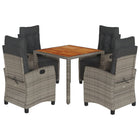 5-piece Patio Set with Cushions Poly Rattan Grey