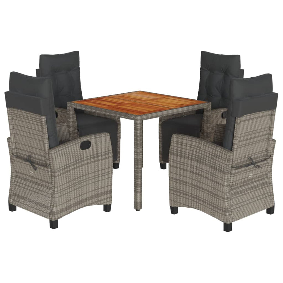 5-Delige Tuinset Met Kussens Poly Rattan Grijs