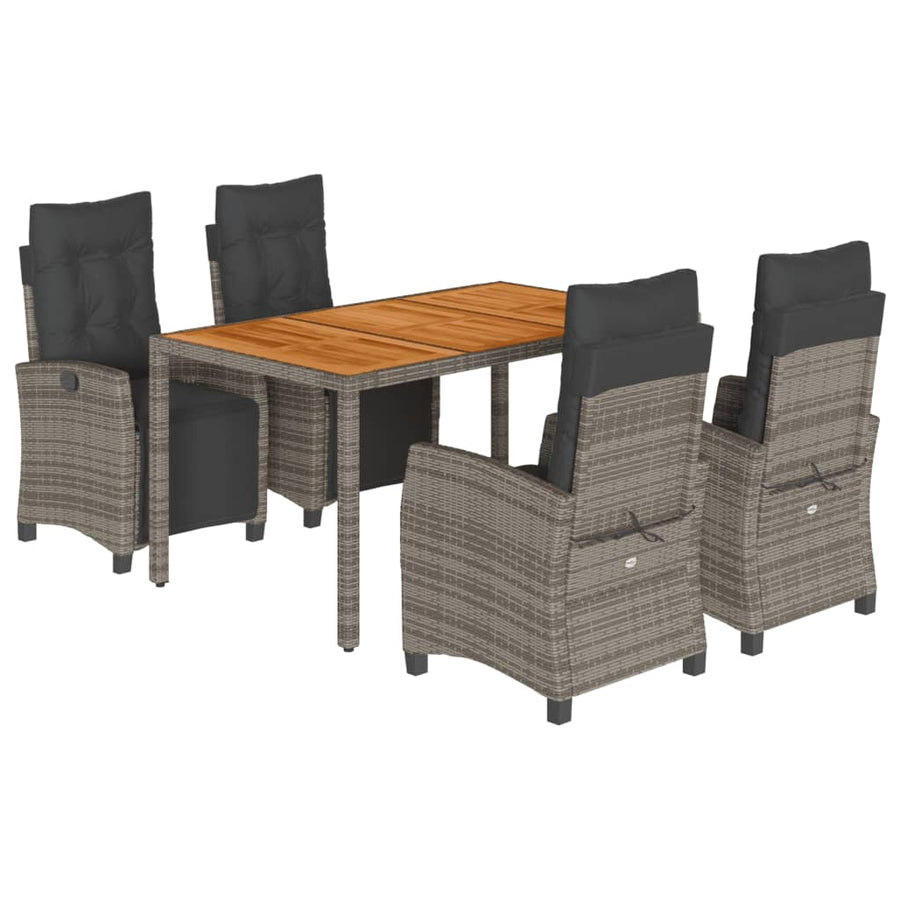 5-Delige Tuinset Met Kussens Poly Rattan Grijs