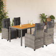 Tuinset 5-delig poly rattan grijs met kussens