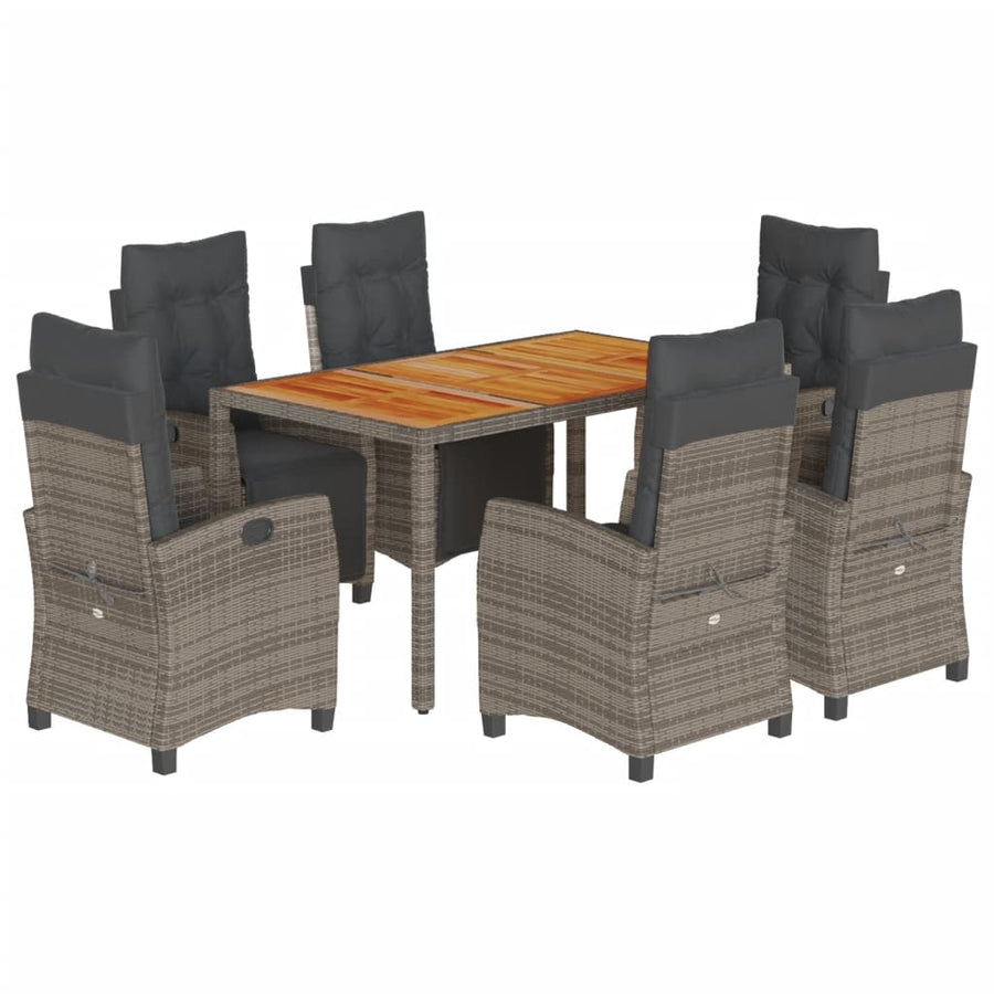 7-Delige Tuinset Met Kussens Poly Rattan Grijs