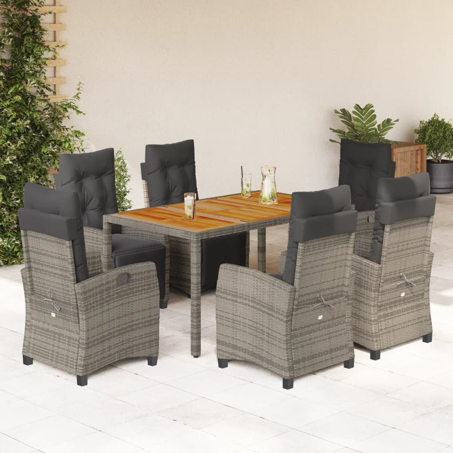 7-Delige Tuinset Met Kussens Poly Rattan Grijs