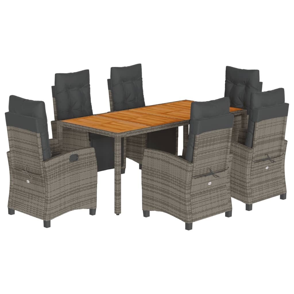 7-Delige Tuinset Met Kussens Poly Rattan Grijs
