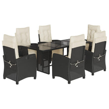 Tuinset met kussens poly rattan 7 Zwart en crème Glas