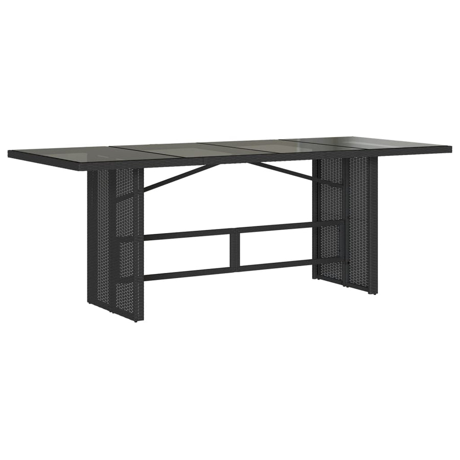 Tuinset poly rattan 9 Zwart en crème Glas