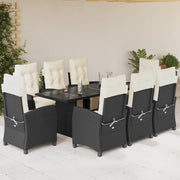 Tuinset poly rattan 9-delig zwart