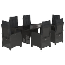 -Delige Tuinset Met Kussens Poly Rattan 7 Zwart Glas