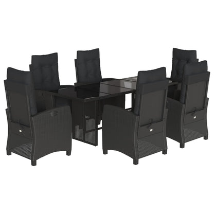 -Delige Tuinset Met Kussens Poly Rattan 7 Zwart Glas