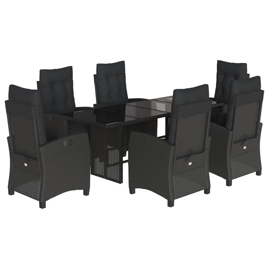 -Delige Tuinset Met Kussens Poly Rattan 7 Zwart Glas