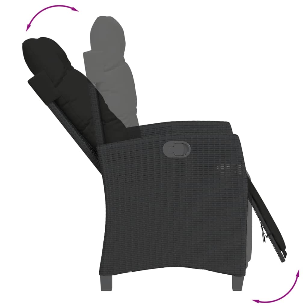 -Delige Tuinset Met Kussens Poly Rattan 7 Zwart Glas
