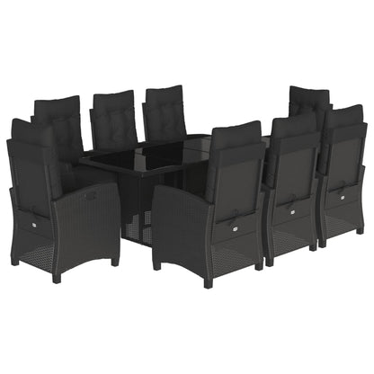 Tuinset poly rattan 9 Zwart Glas