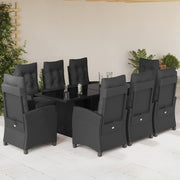 Tuinset 9-delig poly rattan zwart