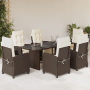 Tuinset 7-delig poly rattan bruin