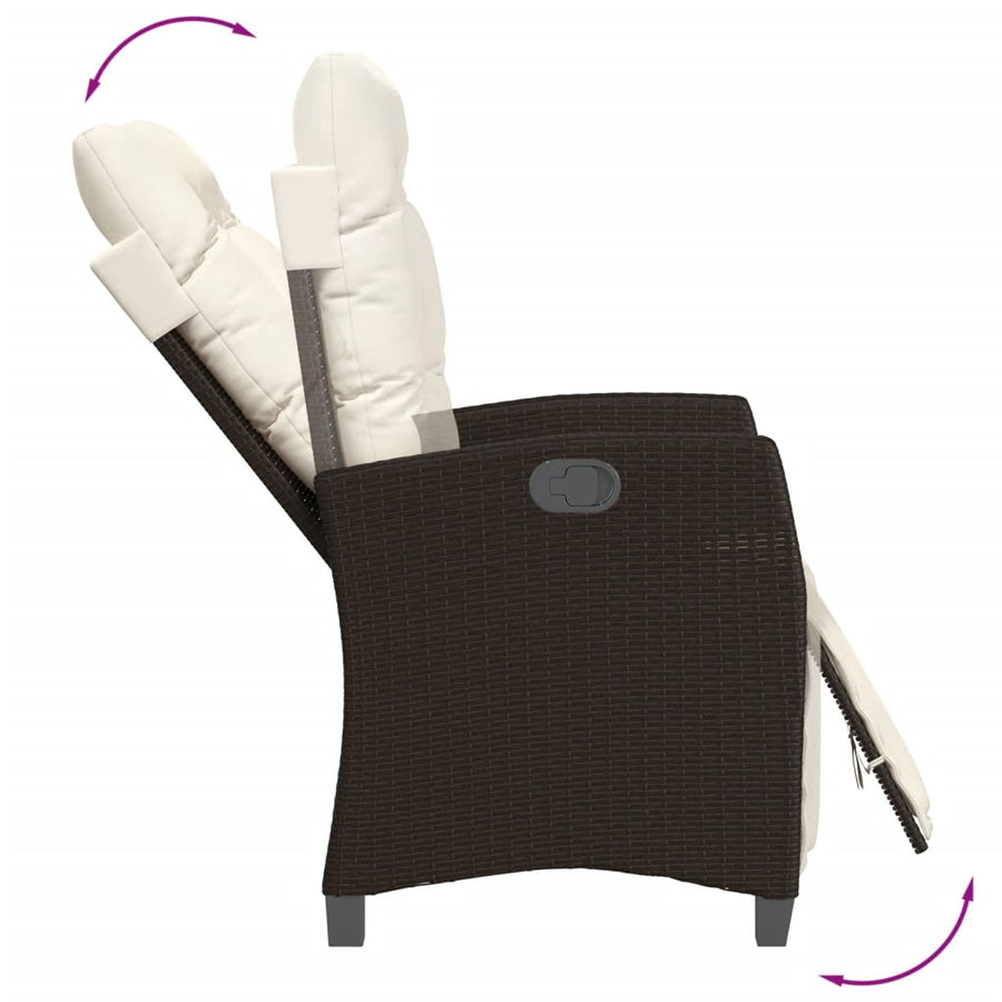 Tuinset met kussens poly rattan 9 Bruin en crème Glas