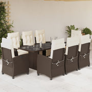 Tuinset 9-delig poly rattan bruin