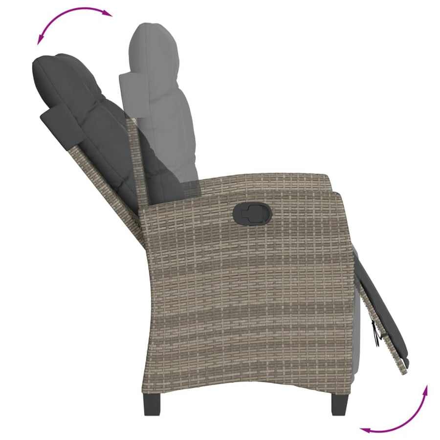 Tuinset met kussens poly rattan 7 Grijs Glas