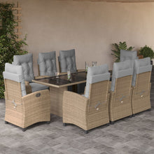 9-delige Tuinset met kussens poly rattan gemengd beige