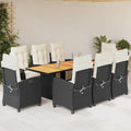 9-delige Tuinset poly rattan zwart