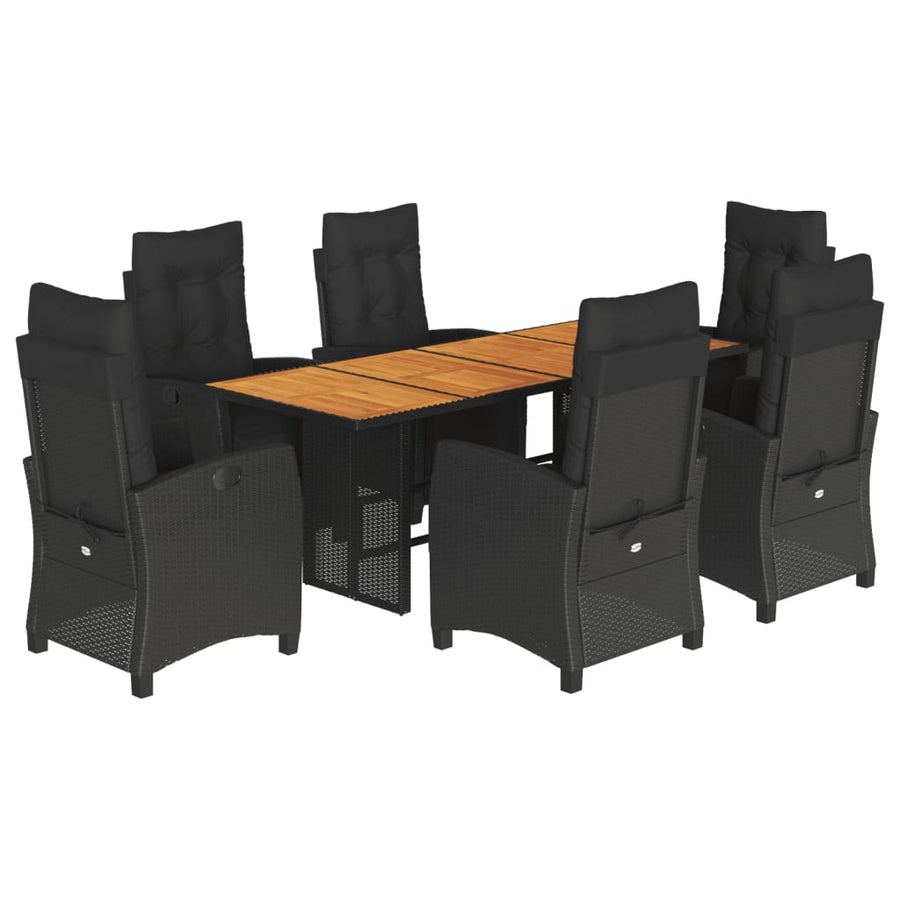-Delige Tuinset Met Kussens Poly Rattan 7 Zwart Hout
