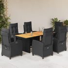 Tuinset 7-delig poly rattan zwart met kussens