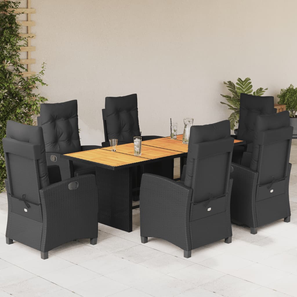 -Delige Tuinset Met Kussens Poly Rattan 7 Zwart Hout