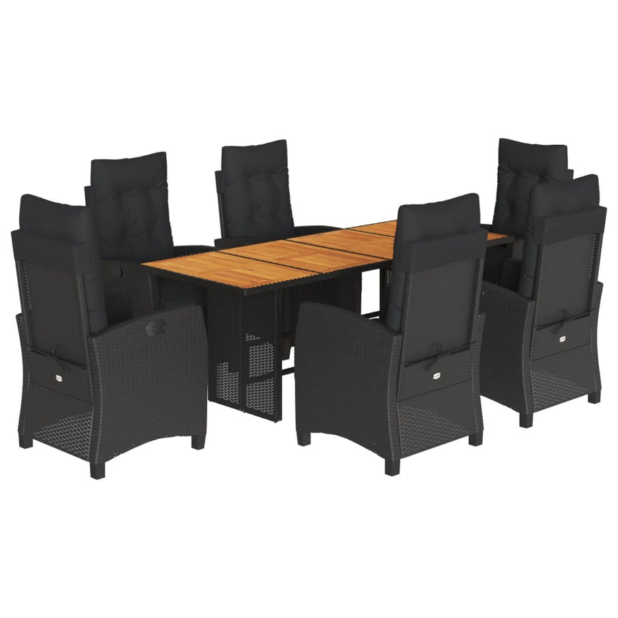 Tuinset poly rattan 9 Zwart Hout