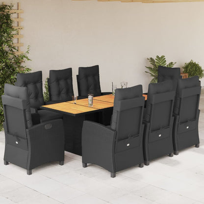 Tuinset poly rattan 9 Zwart Hout