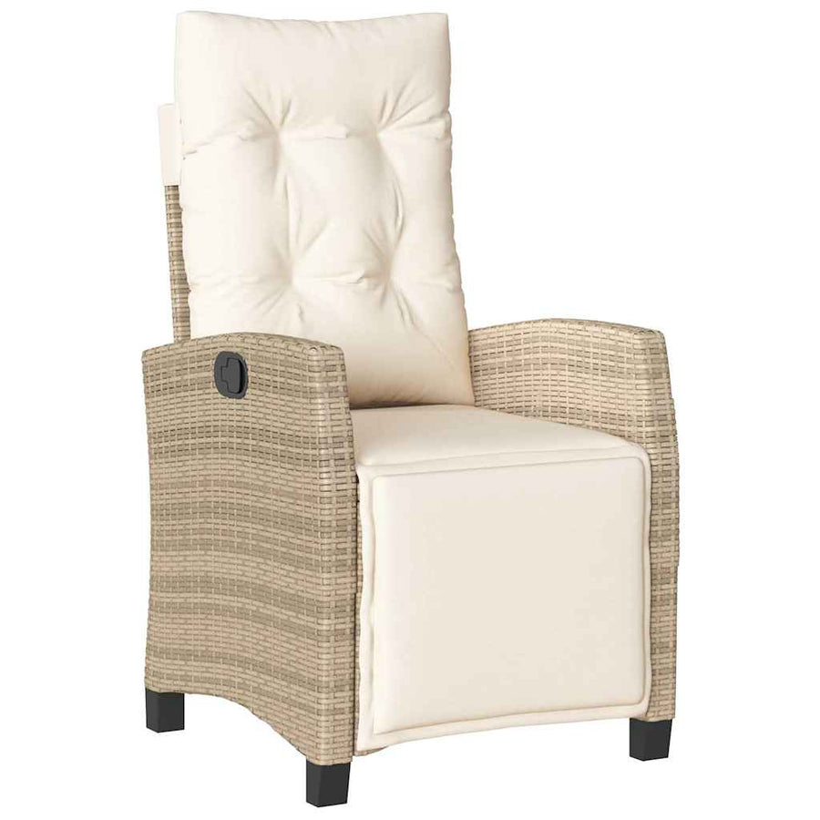 9-Delige Tuinset Met Kussens Poly Rattan 8 beige en crèmekleurig Hout