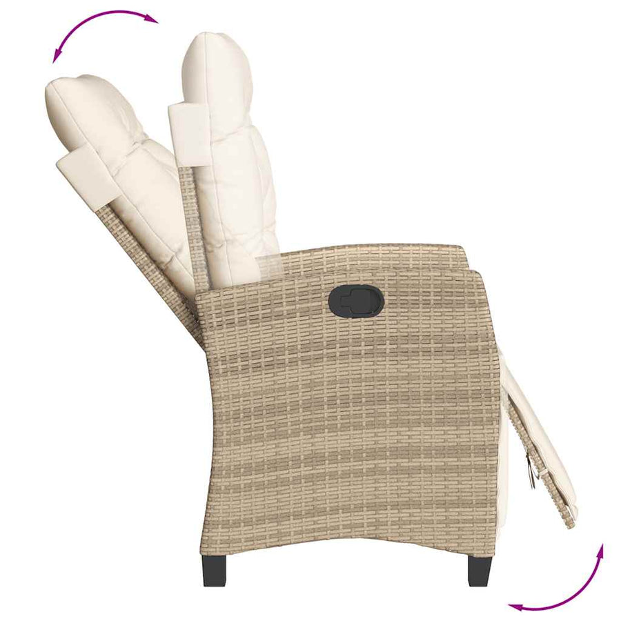 9-Delige Tuinset Met Kussens Poly Rattan 8 beige en crèmekleurig Hout