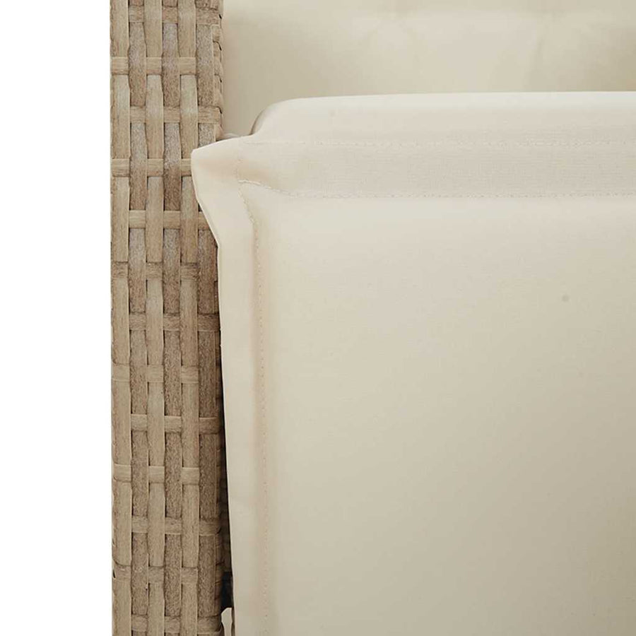 9-Delige Tuinset Met Kussens Poly Rattan 8 beige en crèmekleurig Hout