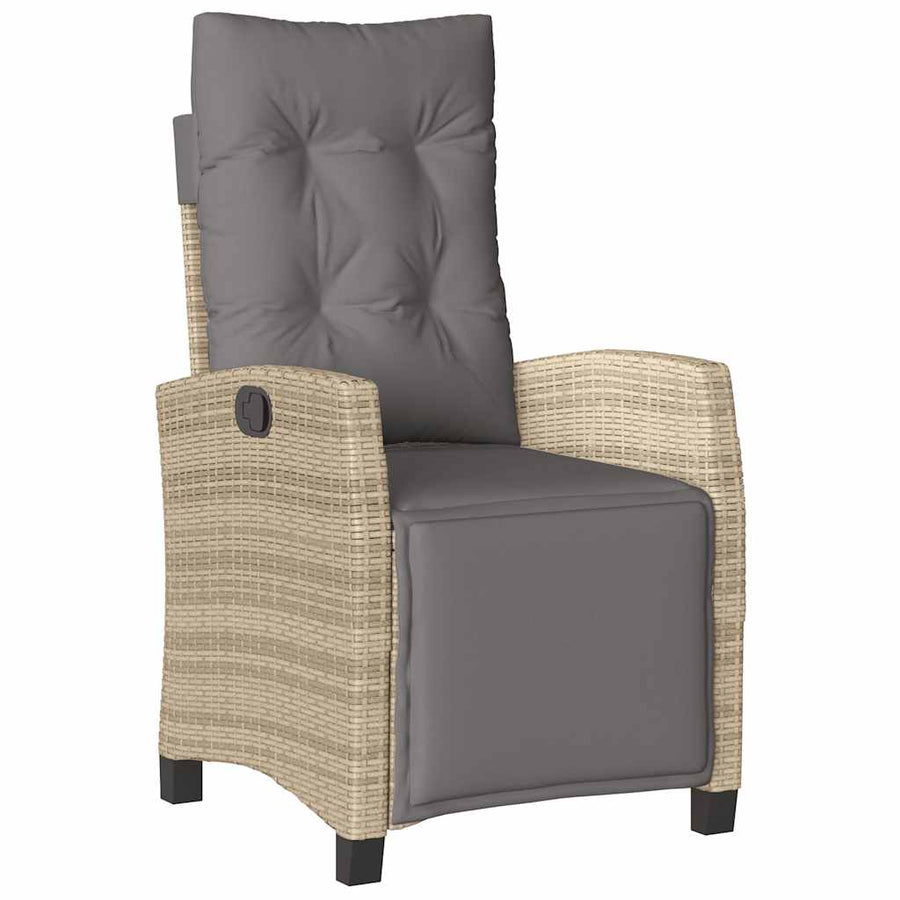 9-Delige Tuinset Met Kussens Poly Rattan 8 Gemengd beige Hout