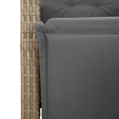 9-Delige Tuinset Met Kussens Poly Rattan 8 Gemengd beige Hout