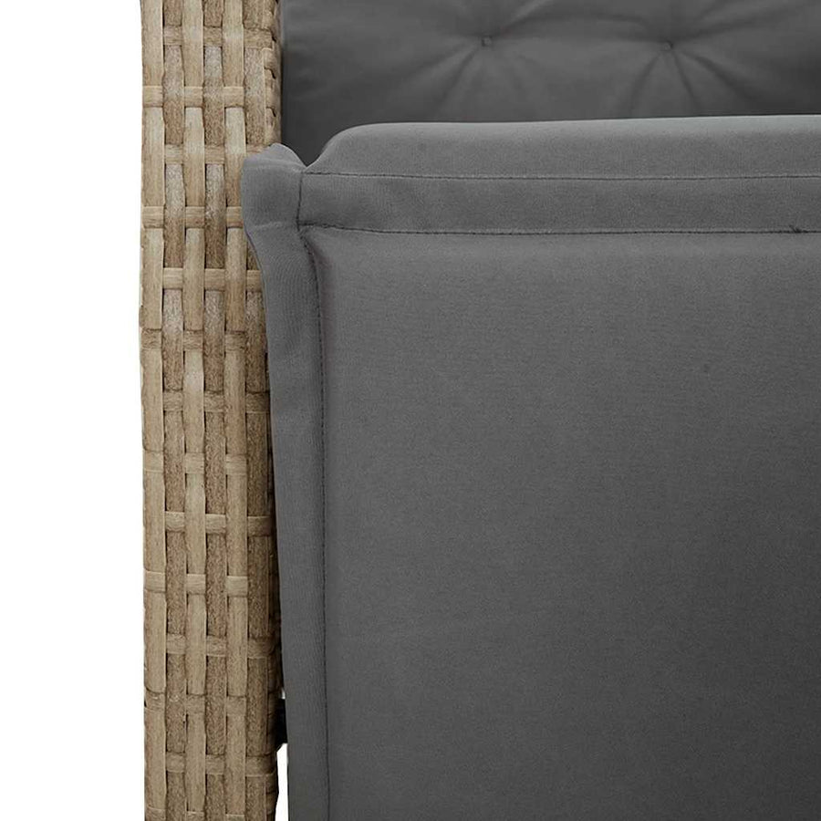 9-Delige Tuinset Met Kussens Poly Rattan 8 Gemengd beige Hout