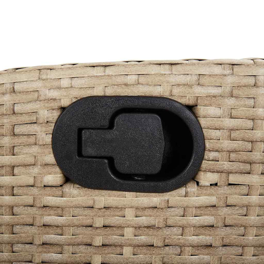 9-Delige Tuinset Met Kussens Poly Rattan 8 Gemengd beige Hout