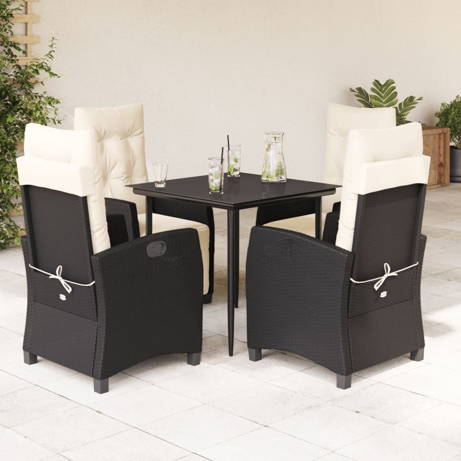 5-Delige Tuinset Met Kussens Poly Rattan Zwart 4