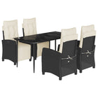 5-piece Garden Set with Cushions, Poly Rattan, Black