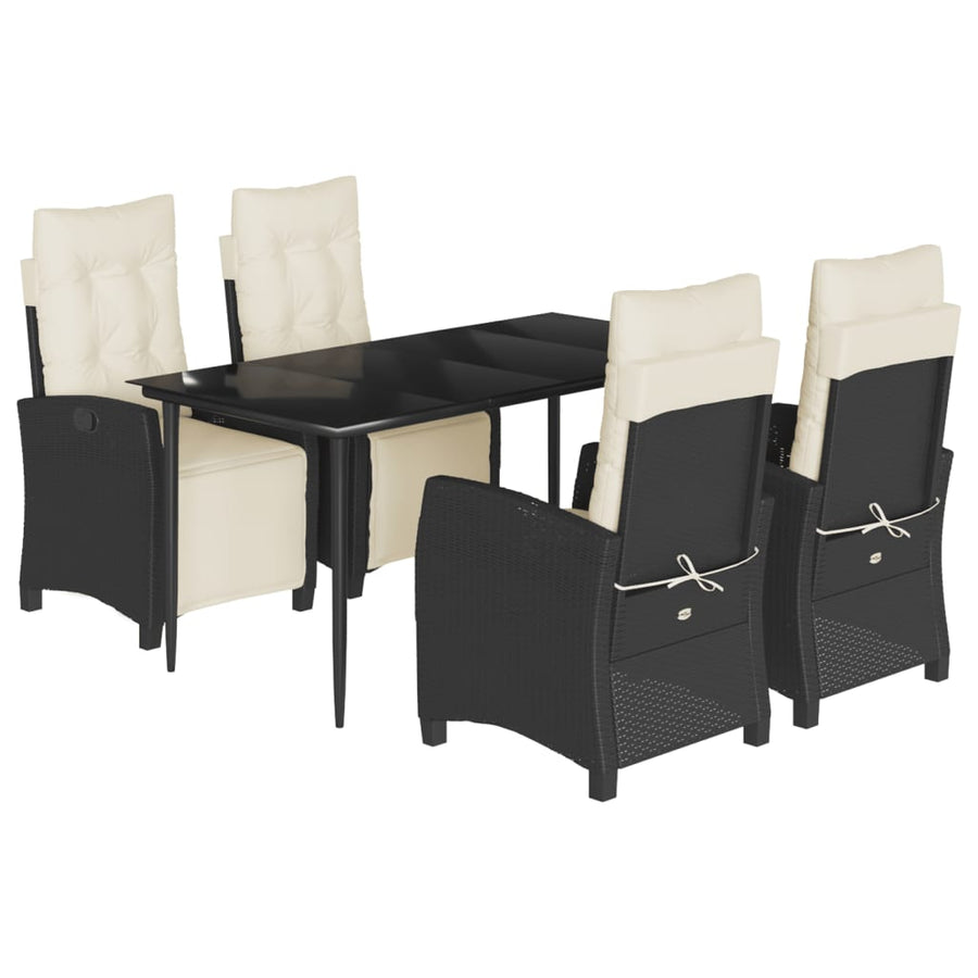 5-Delige Tuinset Met Kussens Poly Rattan Zwart