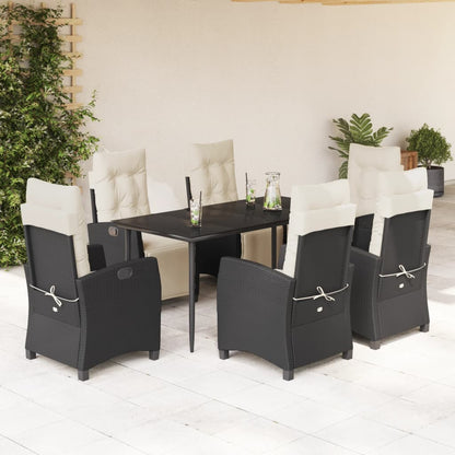 7-Delige Tuinset Met Kussens Poly Rattan Zwart