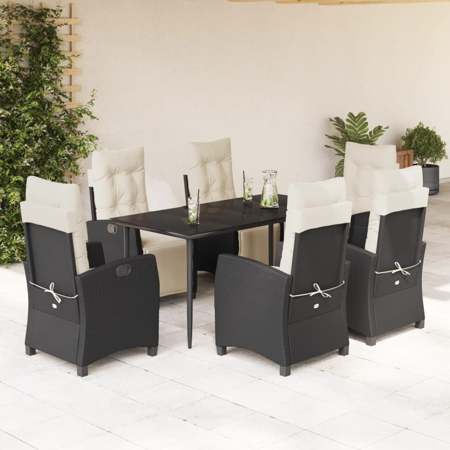 7-Delige Tuinset Met Kussens Poly Rattan Zwart