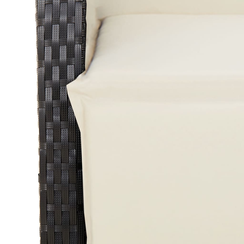 3-Delige Tuinset Met Kussens Poly Rattan Zwart 2 80 cm tafellengte