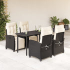 5-Piece Garden Furniture Set with Cushions Poly Rattan Black 4