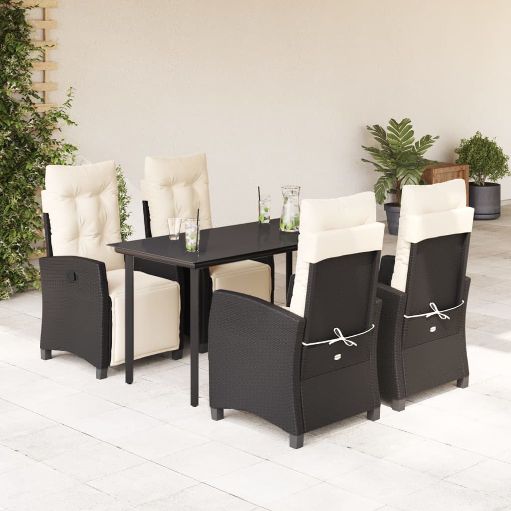 5-Delige Tuinset Met Kussens Poly Rattan Zwart 4