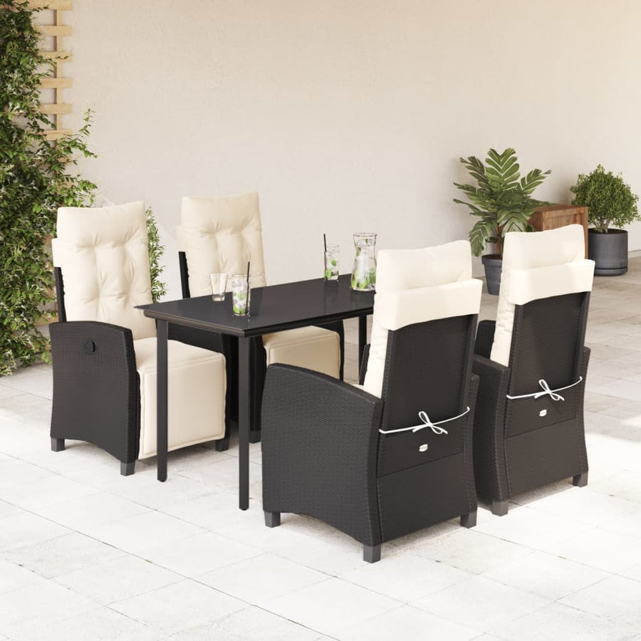 5-Delige Tuinset Met Kussens Poly Rattan Zwart 4