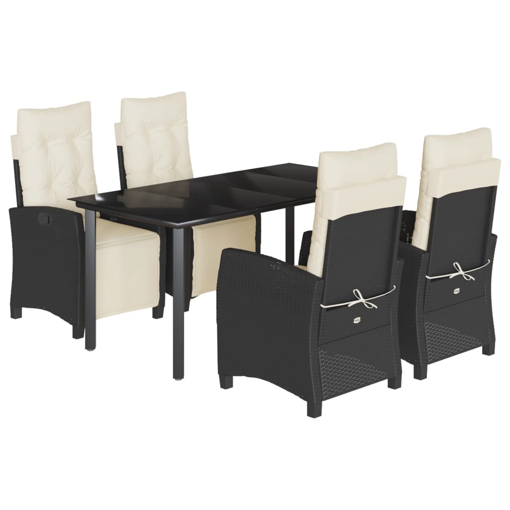 5-Delige Tuinset Met Kussens Poly Rattan Zwart